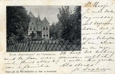 16638 Gezicht op de achtergevel van het huis Prattenburg met omringend park (Cuneraweg) te Rhenen.